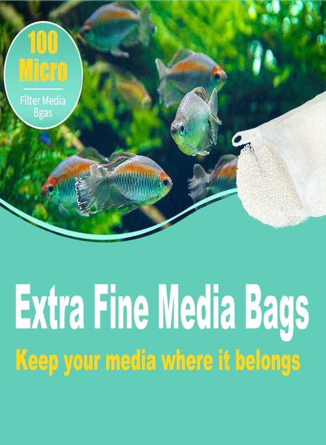 AQUANEAT Aquarium Filter Media Bags 15pcs Fish Tank Extra Fine 100 Micron Mesh Bags with Plastic Zipper for Activated Carbon (3" x 4") - Image 2
